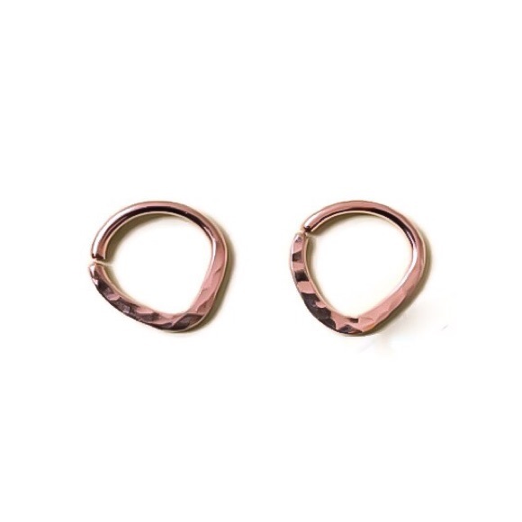 14K SOLID Yellow or Rose Gold Textured Triangle Septum Ring or DaitÄĄ Earring - Picture 4 of 9